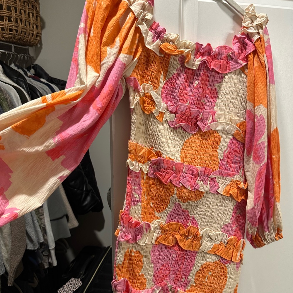 Colorful Floral Smocked Dress
